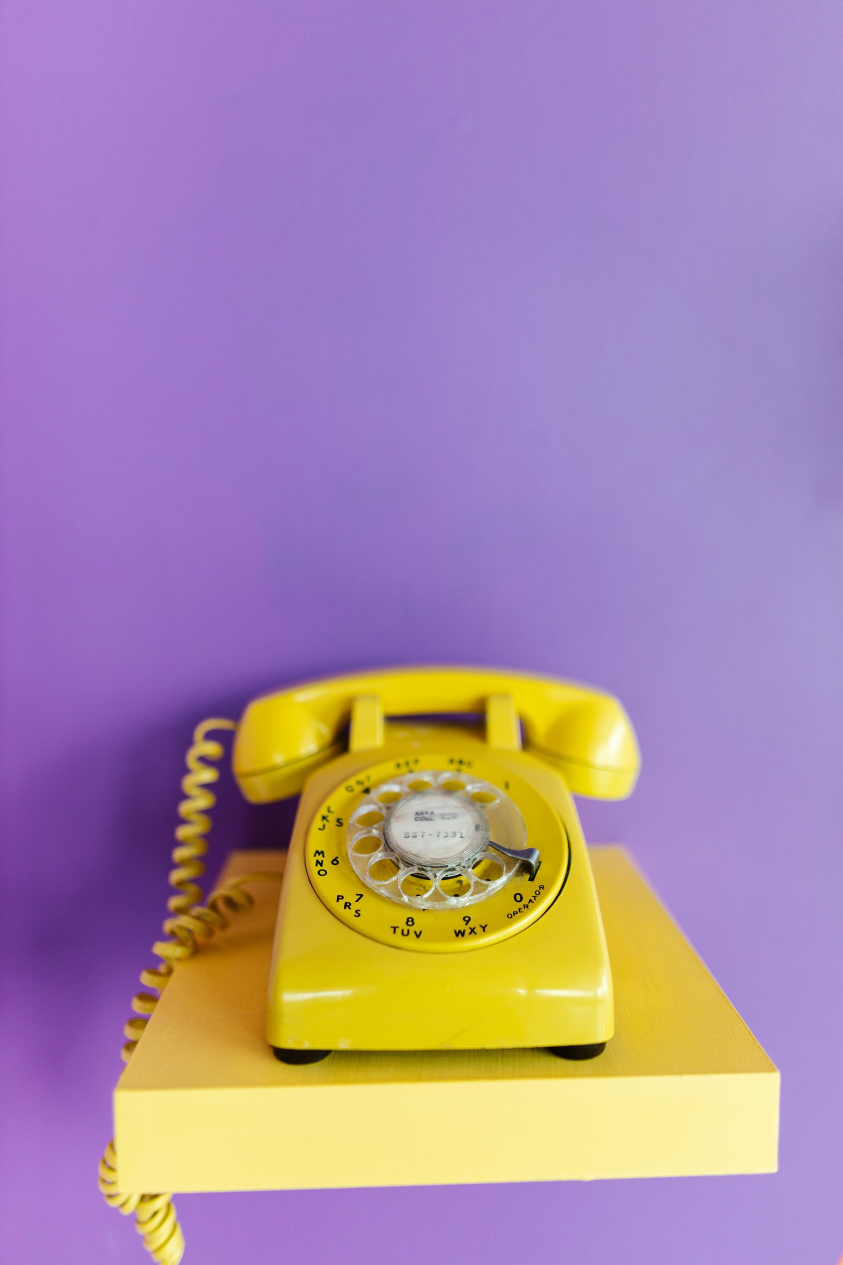 Yellow Telephone with Cable